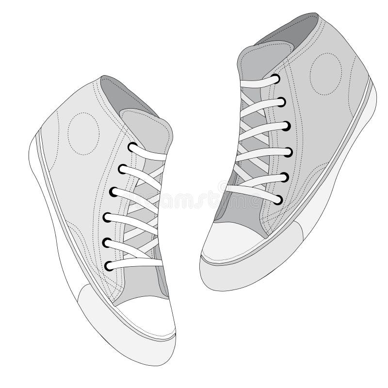 Classic sneaker sketched. Vector, fully editable. Set of sport shoes or sneakers icons in different views. Footwear and lace, clothing and street style. Classic sneaker sketched. Vector, fully editable. Set of sport shoes or sneakers icons in different views. Footwear and lace, clothing and street style