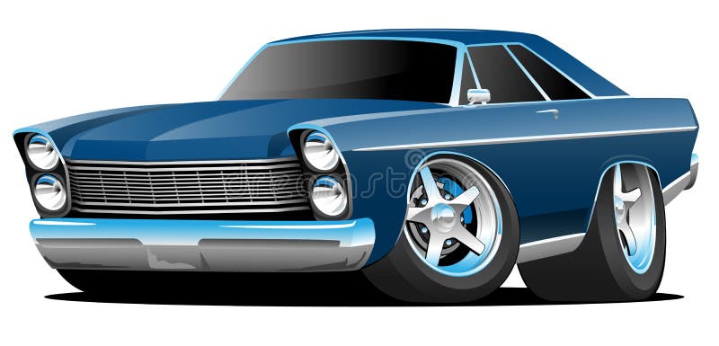 Klassieke van de de Spierauto van de Jaren '60stijl Grote Amerikaanse het Beeldverhaal Vectorillustratie royalty-vrije illustratie Klassieke van de de Spierauto van de Jaren '60stijl Grote Amerikaanse het Beeldverhaal Vectorillustratie royalty-vrije illustratie