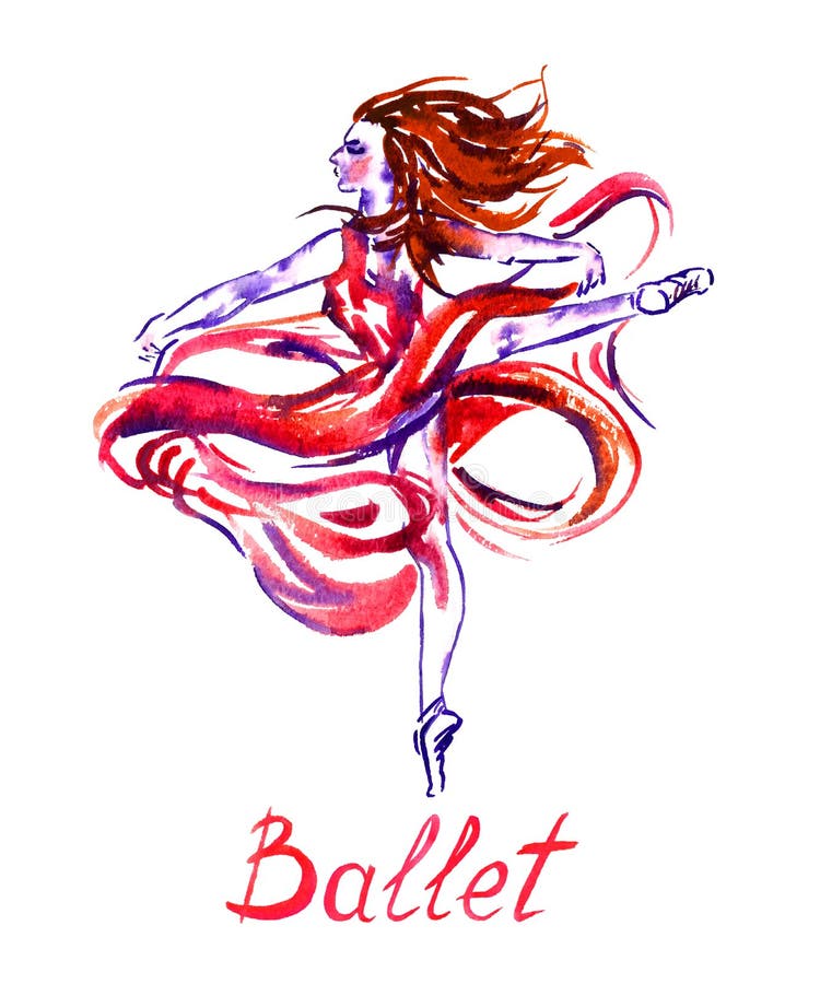 Klassische Balletttänzerin in rotem Carmen-Kleid stock abbildung Klassische Balletttänzerin in rotem Carmen-Kleid stock abbildung