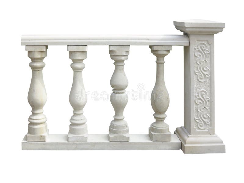 Klassische Steinbalustrade mit der Spalte lokalisiert über Weiß lizenzfreies stockbild Klassische Steinbalustrade mit der Spalte lokalisiert über Weiß lizenzfreies stockbild