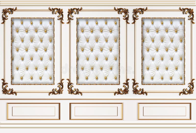 Klassischer Stuhl der Mauer Hintergrundbild 3d in den klassischen Innen-spacewalls mit Dekoration Spalten und Blumen J des aufwänd