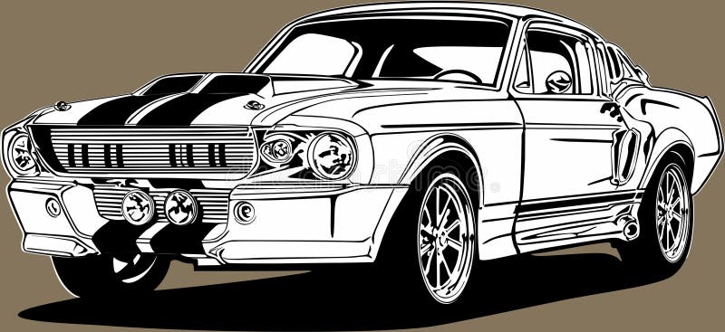 Klassisches amerikanisches Retro-Icon des amerikanischen Jahrgangs des Muskelwagens Ford Mustang