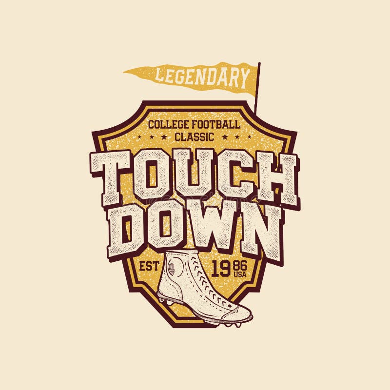 Klassisches Colleget-shirt Design Grafikdesign T-Stück des amerikanischen Fußballs, Aufkleber Landungszeichen USA-Fußballweinlese vektor abbildung Klassisches Colleget-shirt Design Grafikdesign T-Stück des amerikanischen Fußballs, Aufkleber Landungszeichen USA-Fußballweinlese vektor abbildung