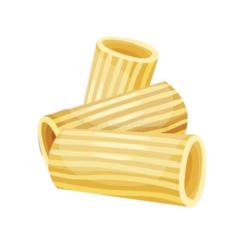 Klassisk italiensk rigatoni Rör-formad pasta Organisk mat Kulinariskt tema Detaljerad plan vektordesign vektor illustrationer Klassisk italiensk rigatoni Rör-formad pasta Organisk mat Kulinariskt tema Detaljerad plan vektordesign vektor illustrationer