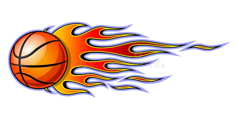 Klassisk stam- flamma för vektor med basket som isoleras på vit royaltyfri illustrationer