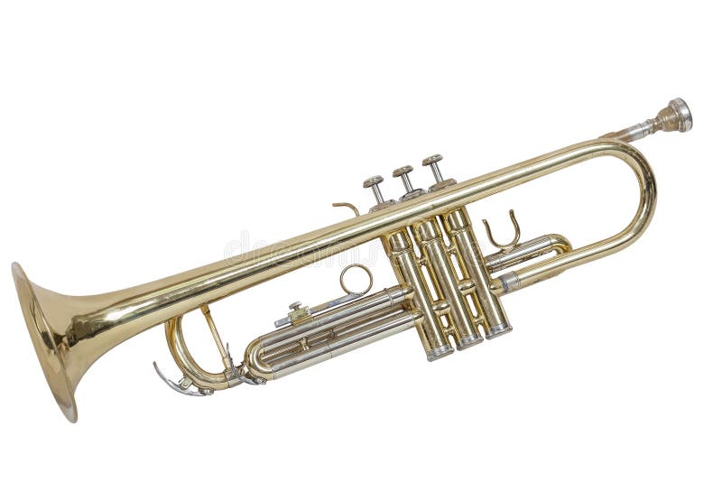 Klassisk vindmusikinstrumentkornett som isoleras på vit bakgrund arkivfoto Klassisk vindmusikinstrumentkornett som isoleras på vit bakgrund arkivfoto