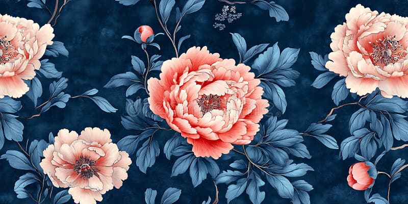 Klasyczna chinoiserie Floral Design z skomplikowanymi wzorami dla eleganckich tapet Home Decor lub artystycznych odbitek royalty ilustracja