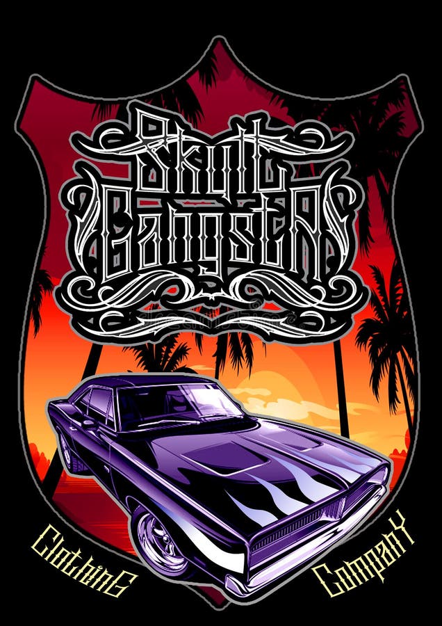 Classic car illustration to design t-shirts, banner. Classic car illustration to design t-shirts, banner