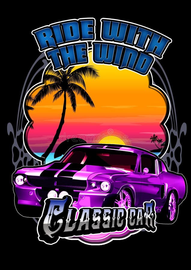 Classic car illustration to design t-shirts, banner. Classic car illustration to design t-shirts, banner