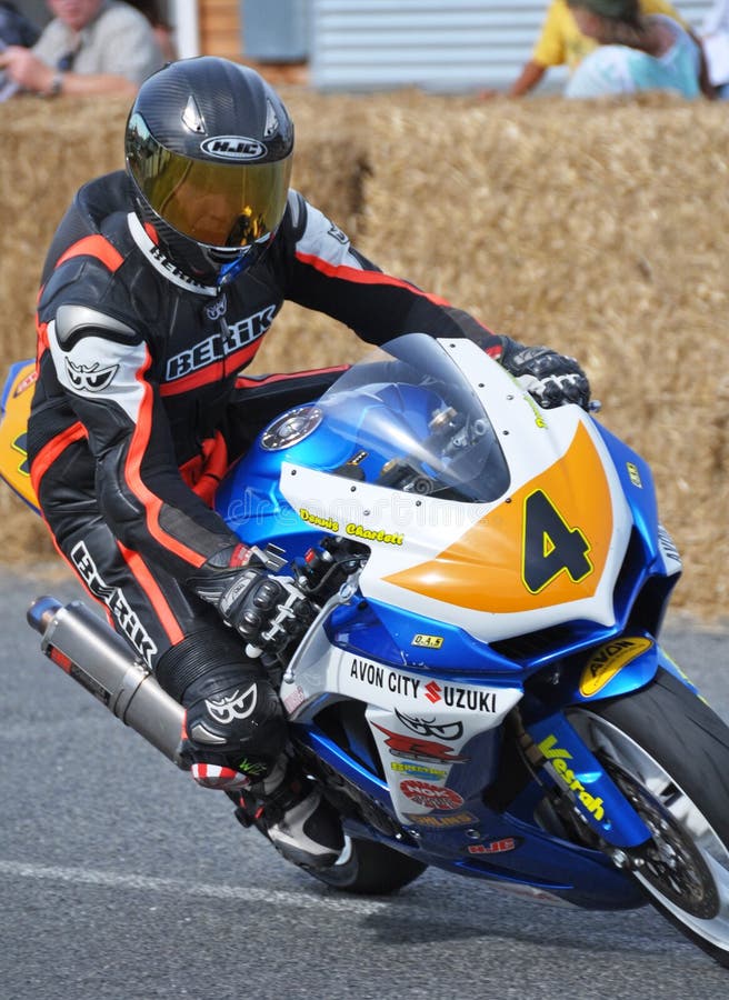 Methven, New Zealand - April 02, 2009: Dennis Charlett on a Suzuki GSXR600 competing at the Methven Mountain Thunder street race meeting. Methven, New Zealand - April 02, 2009: Dennis Charlett on a Suzuki GSXR600 competing at the Methven Mountain Thunder street race meeting.