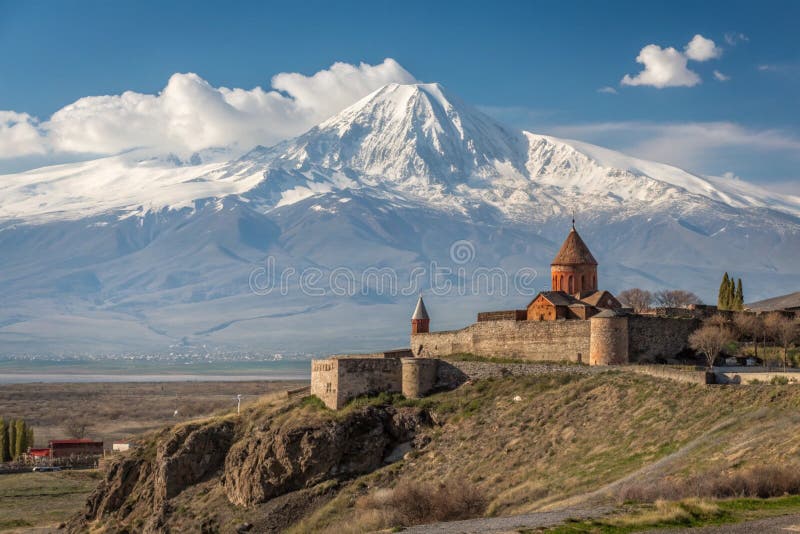 Klasztor Chor Virap. Ararat Armenia ilustracji