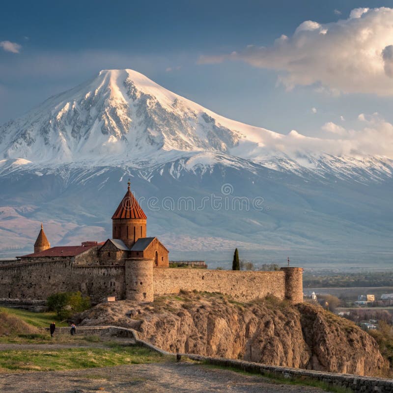 Klasztor Chor Virap. Ararat Armenia ilustracja wektor