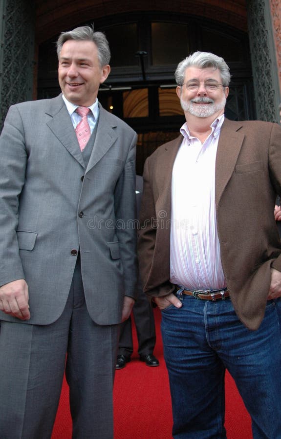 Klaus Wowereit, George Lucas royalty-vrije stock afbeelding