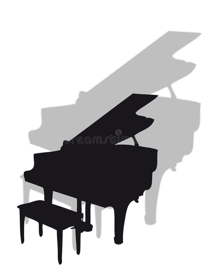 Piano instrument in silhouette with shadow. Piano instrument in silhouette with shadow