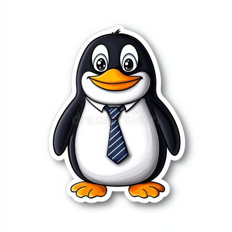 Klebepinguin-Aufkleber mit Krawatte lizenzfreie abbildung