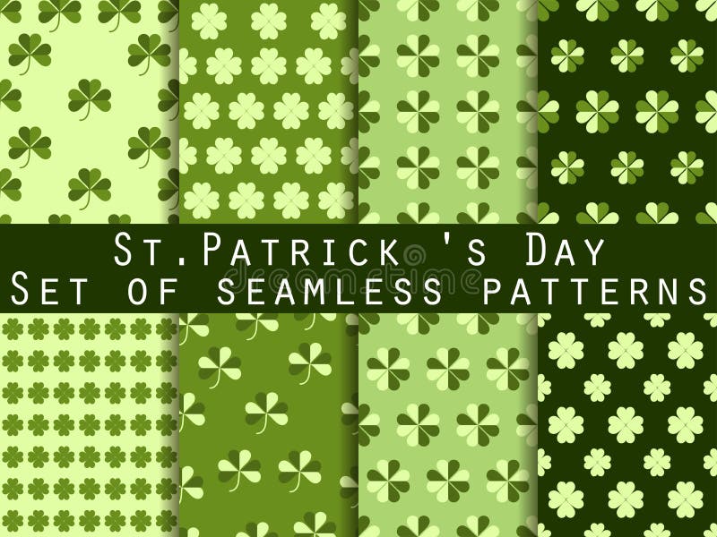 klee Satz des nahtlosen Musters mit Klee StPatrick Tag Grüne Farbe Auch im corel abgehobenen Betrag stock abbildung klee Satz des nahtlosen Musters mit Klee StPatrick Tag Grüne Farbe Auch im corel abgehobenen Betrag stock abbildung