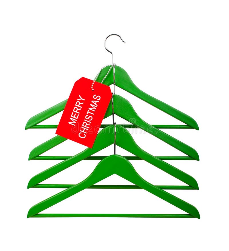 Kleerhangers in de vorm van een Kerstboom stock fotografie Kleerhangers in de vorm van een Kerstboom stock fotografie