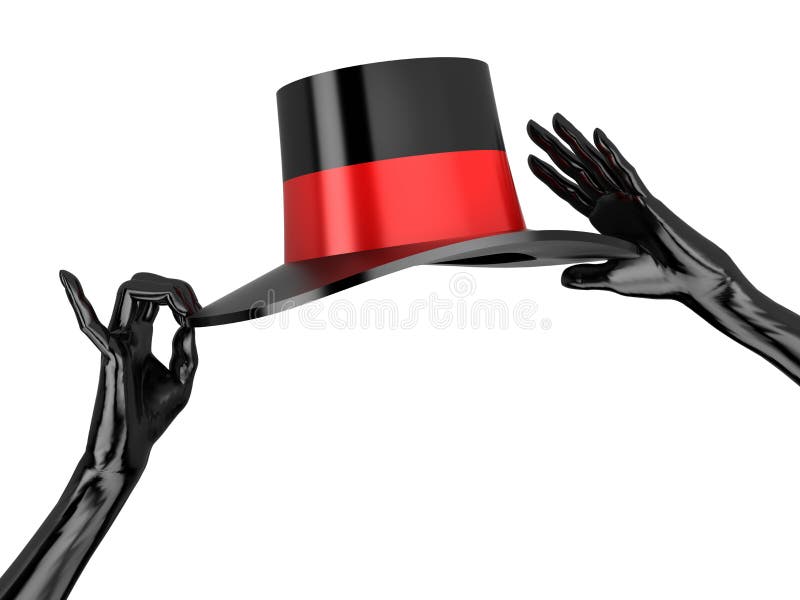 Women's hat and black gloves to cabaret. Isolated on white. Women's hat and black gloves to cabaret. Isolated on white.