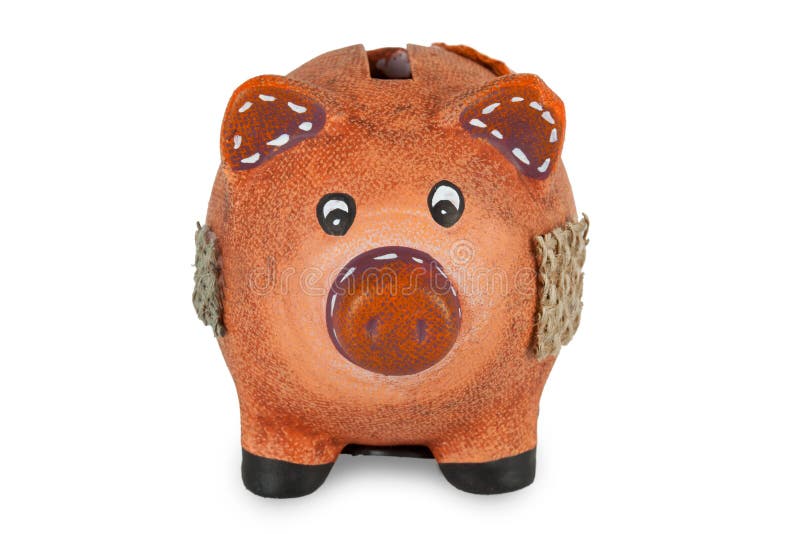 Klein aardewerk spaarvarken royalty-vrije stock afbeelding
