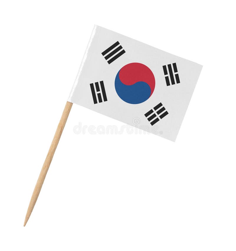 Klein papier zuid - koreaanse vlag op houten stokje