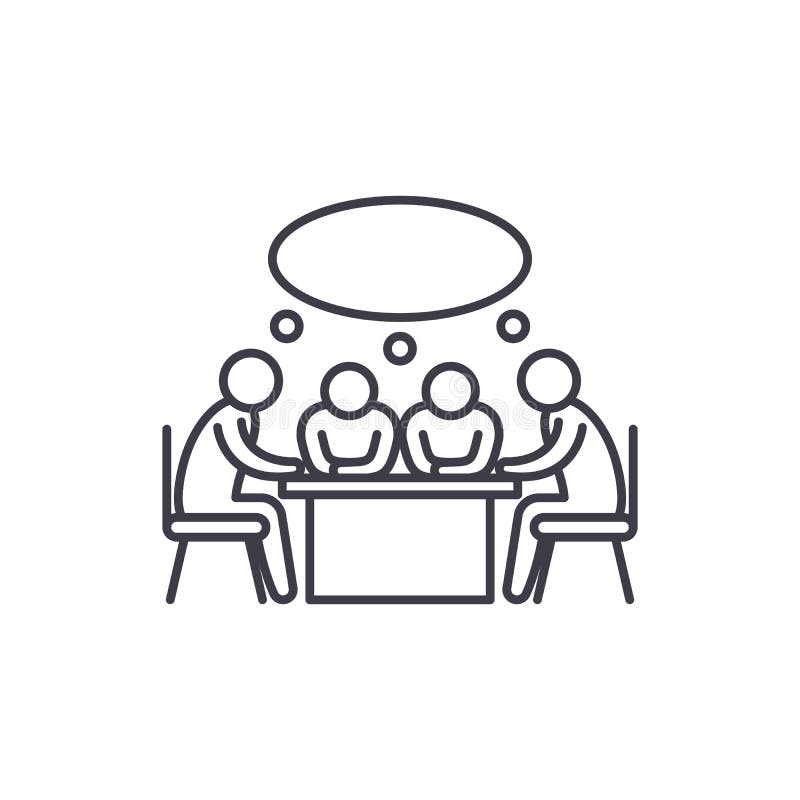 Kleinbetriebsitzungslinie Ikonenkonzept Lineare Illustration des Kleinbetriebsitzungsvektors, Symbol, Zeichen lizenzfreie abbildung