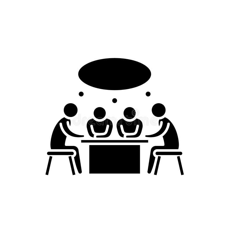 Kleinbetriebsitzungsschwarzikone, Vektorzeichen auf lokalisiertem Hintergrund Kleinbetriebsitzungskonzeptsymbol stock abbildung