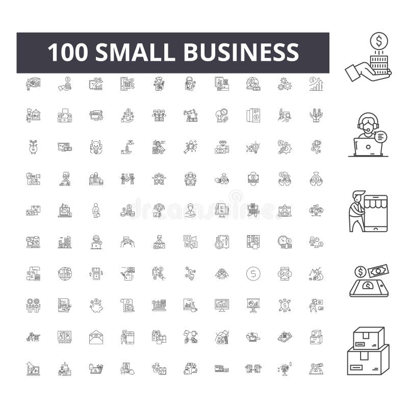 Kleine bedrijfslijnpictogrammen, tekens, vectorreeks, het concept van de overzichtsillustratie vector illustratie Kleine bedrijfslijnpictogrammen, tekens, vectorreeks, het concept van de overzichtsillustratie vector illustratie