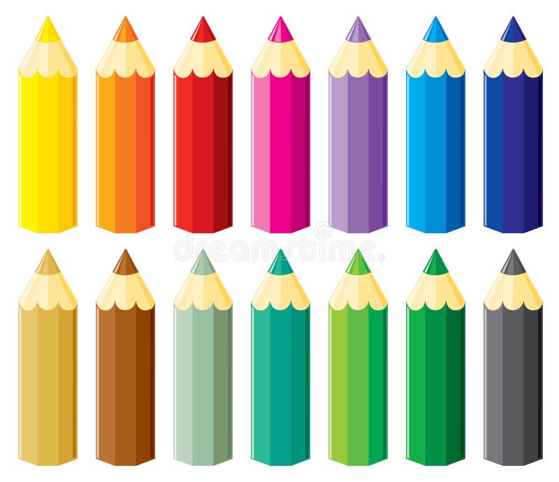 Colorful small pencils set, without gradients. Vector illustration. Colorful small pencils set, without gradients. Vector illustration.