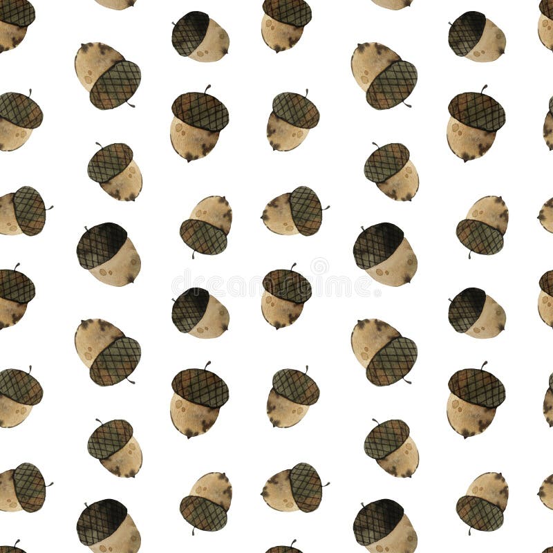 Kleine eikenbossen in het najaar, waterkleursjabloon stock illustratie Kleine eikenbossen in het najaar, waterkleursjabloon stock illustratie