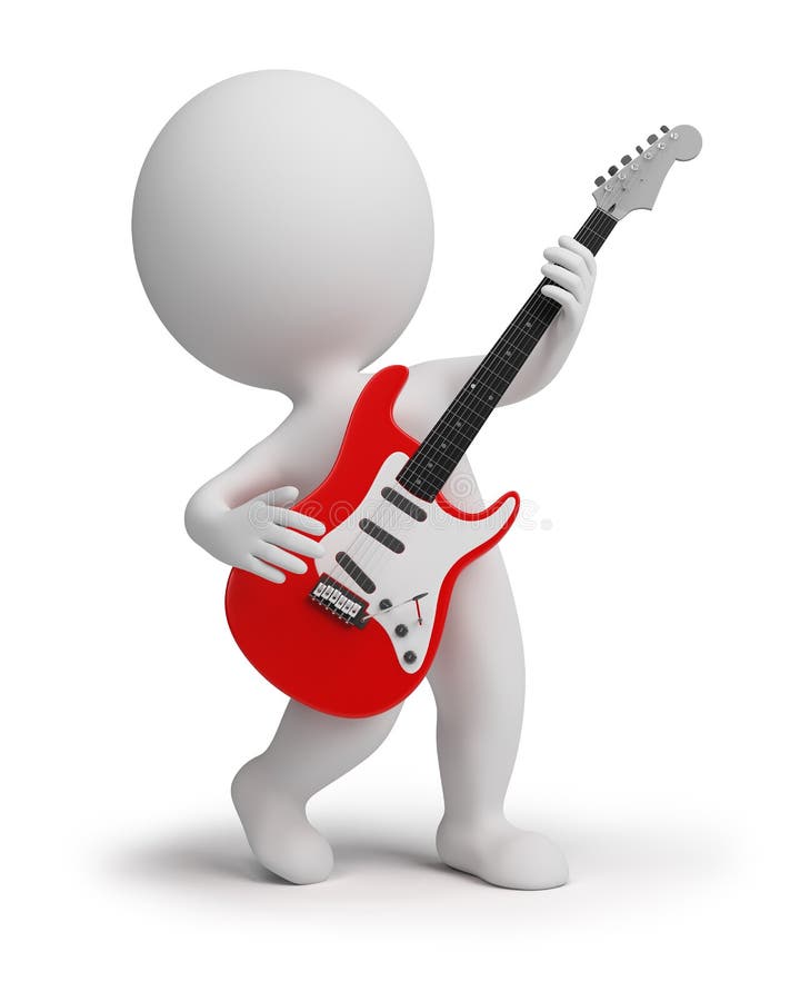 3d small people playing an electroguitar. 3d image. Isolated white background. 3d small people playing an electroguitar. 3d image. Isolated white background.