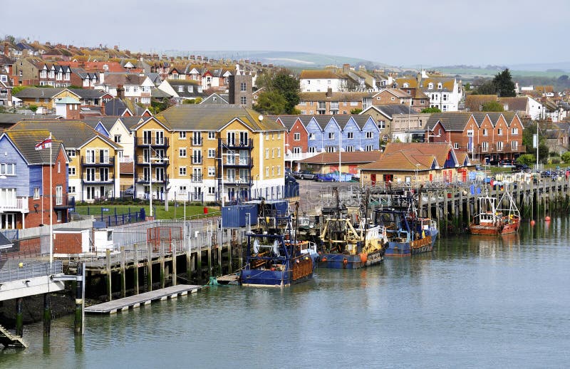 Traditional small British fishing port, Newhaven, England, UK. Traditional small British fishing port, Newhaven, England, UK