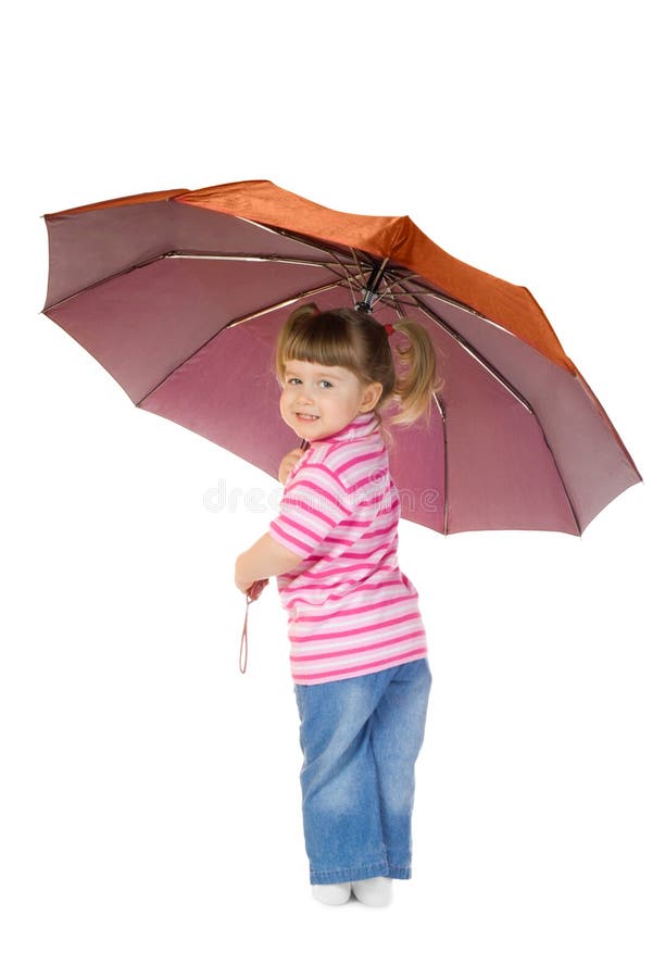 Kleines Madchen Mit Regenschirm Stockbild Bild Von Regenschirm Madchen