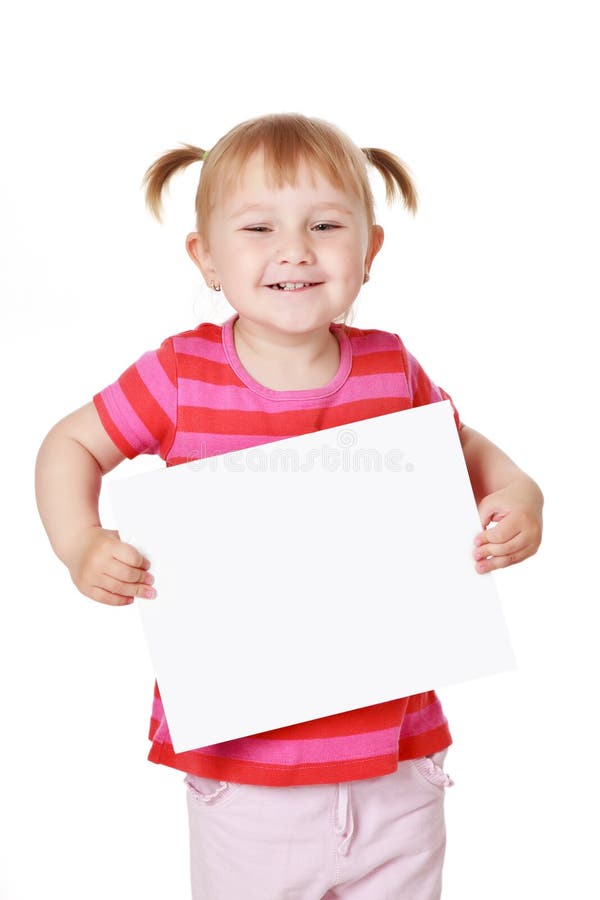 Kleines Mädchen mit weißem Vorstand stockfotografie