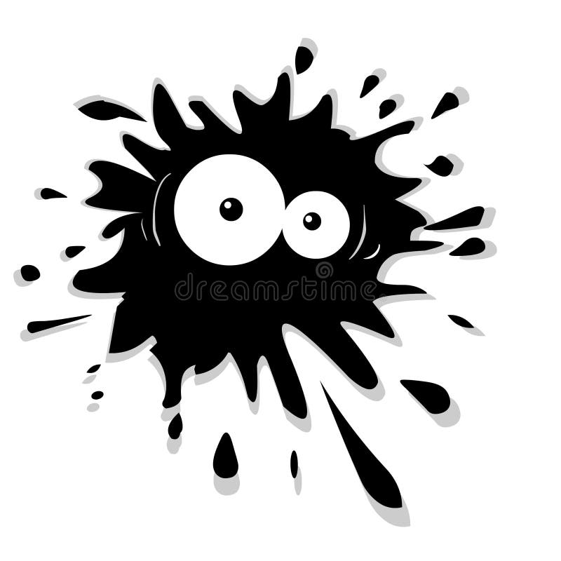 Cartoon black ink blot with eyes. Cartoon black ink blot with eyes