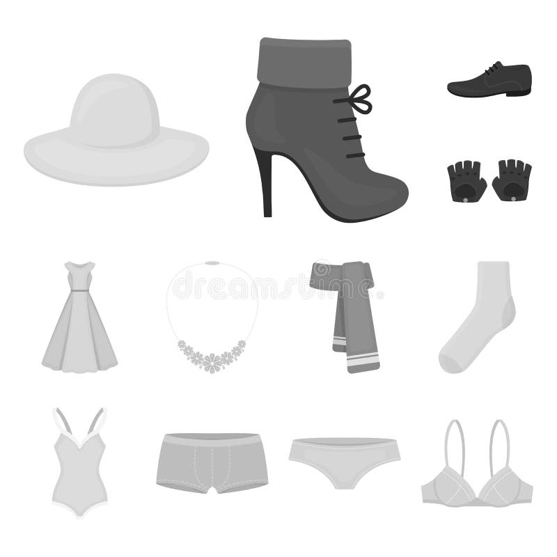 Kleren en toebehoren zwart-wit pictogrammen in vastgestelde inzameling voor ontwerp Schoenen en de voorraadweb van het decoratie vector illustratie Kleren en toebehoren zwart-wit pictogrammen in vastgestelde inzameling voor ontwerp Schoenen en de voorraadweb van het decoratie vector illustratie