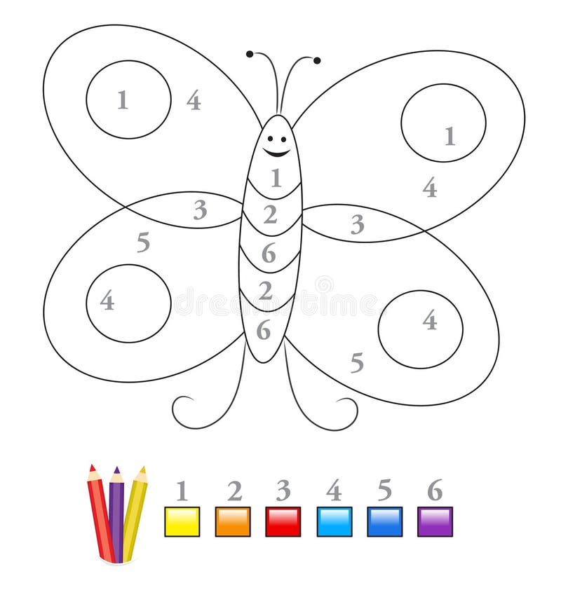 Kleur door aantalspel: vlinder vector illustratie Kleur door aantalspel: vlinder vector illustratie