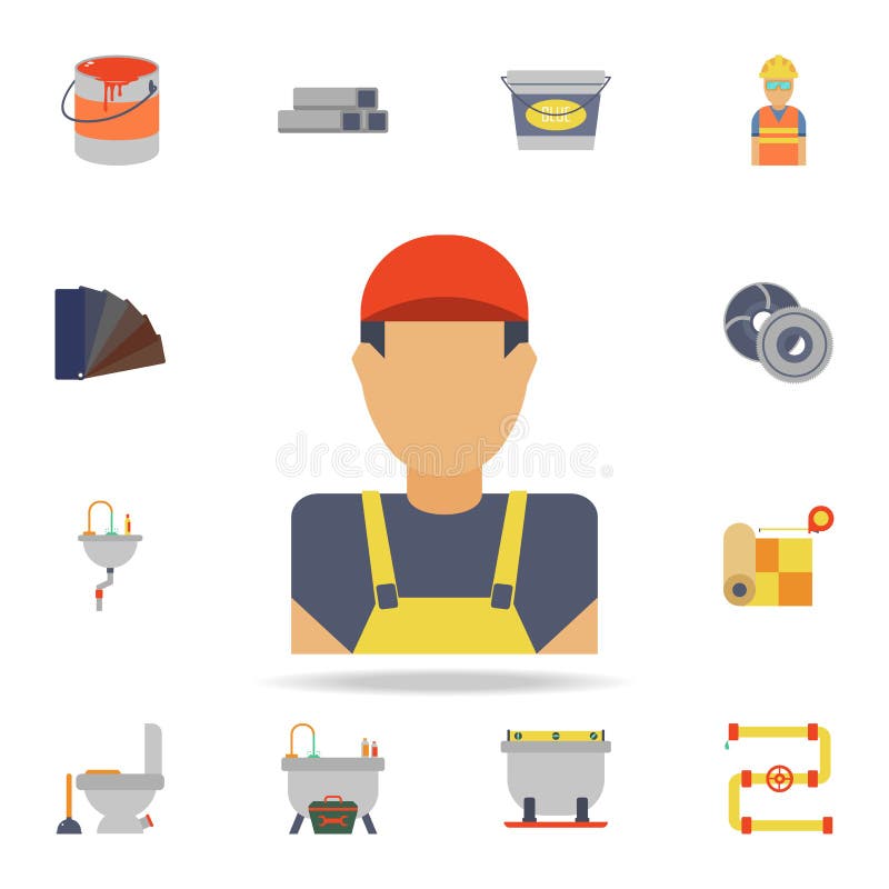 kleurenavatar van het bouwerspictogram Gedetailleerde reeks hulpmiddelen van de kleurenbouw Premie grafisch ontwerp Één van de in stock illustratie kleurenavatar van het bouwerspictogram Gedetailleerde reeks hulpmiddelen van de kleurenbouw Premie grafisch ontwerp Één van de in stock illustratie