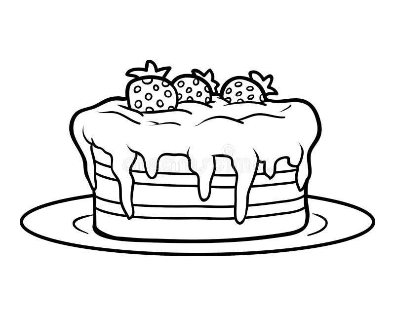 Kleurboek, Taart stock illustratie