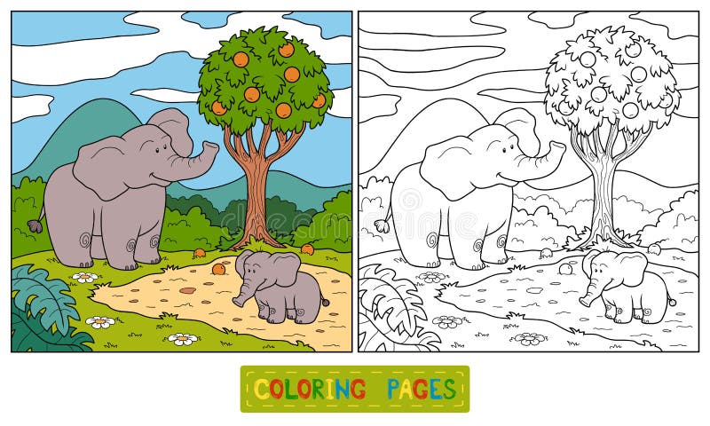 Kleurboek (olifant) royalty-vrije illustratie