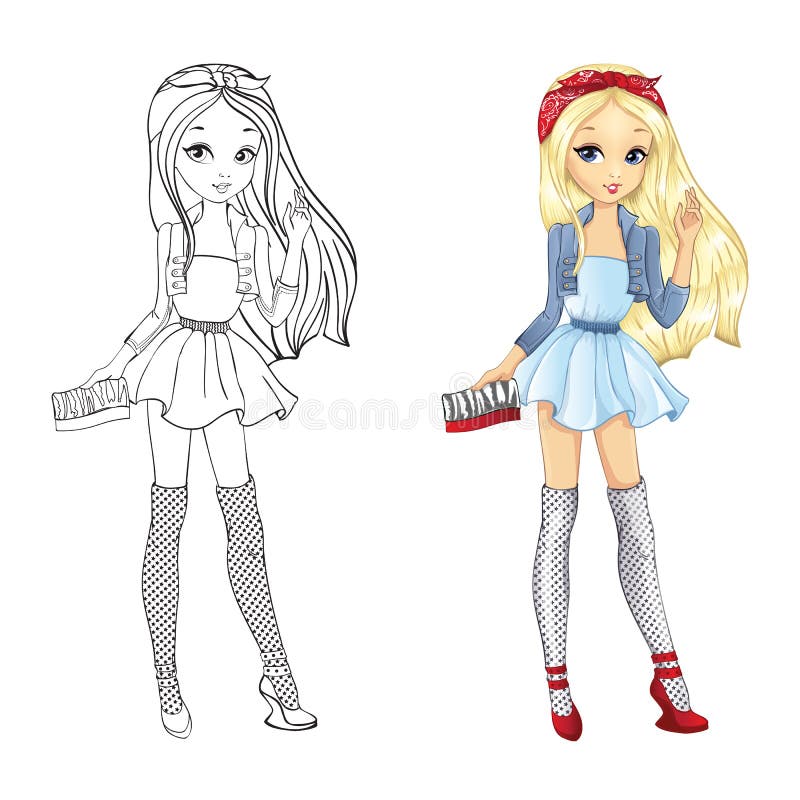 Kleurboek van een blond meisje vector illustratie