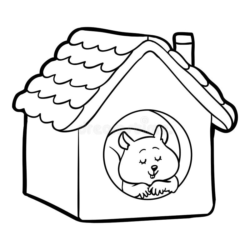 Kleurend boek voor kinderen: hamster en huis
