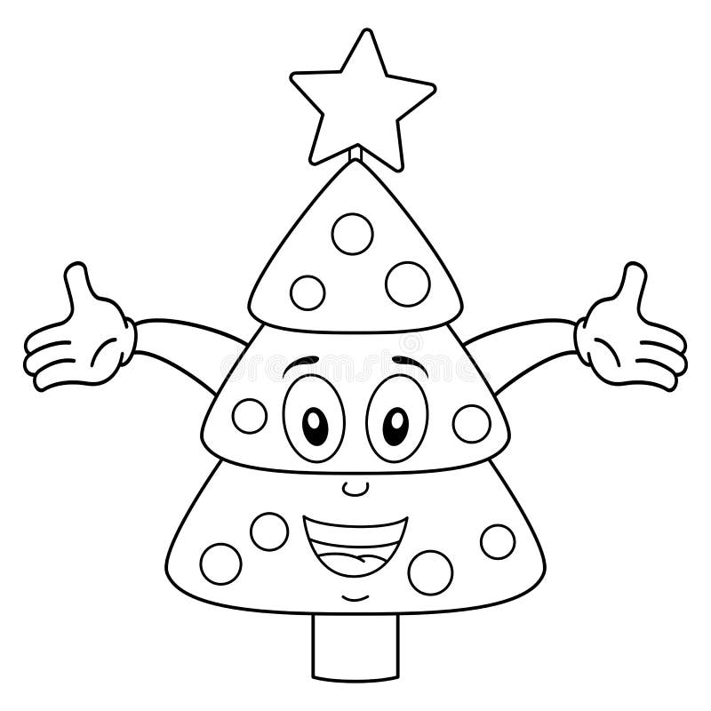 Kleurend Gelukkig Kerstboomkarakter vector illustratie Kleurend Gelukkig Kerstboomkarakter vector illustratie