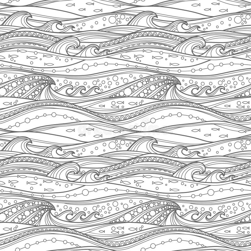 Kleurend pagina overzees patroon stock illustratie Kleurend pagina overzees patroon stock illustratie
