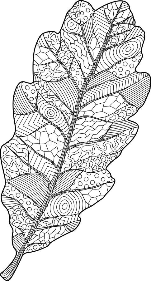 Kleurende boekpagina met eiken blad stock illustratie Kleurende boekpagina met eiken blad stock illustratie