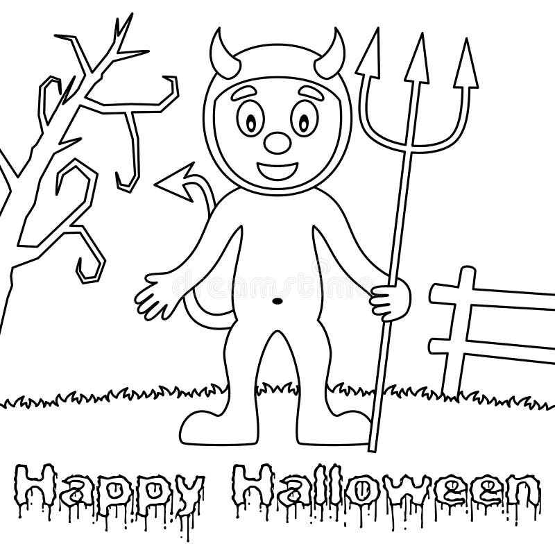 Kleurende Halloween-Monsters - Leuke Duivel stock illustratie Kleurende Halloween-Monsters - Leuke Duivel stock illustratie