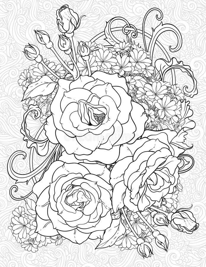 Kleurende pagina met drie rozen royalty-vrije illustratie Kleurende pagina met drie rozen royalty-vrije illustratie