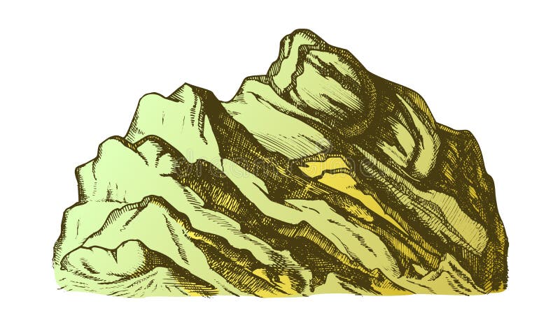 Kleurentop van de Getrokken Vector van het Berglandschap Hand stock illustratie Kleurentop van de Getrokken Vector van het Berglandschap Hand stock illustratie