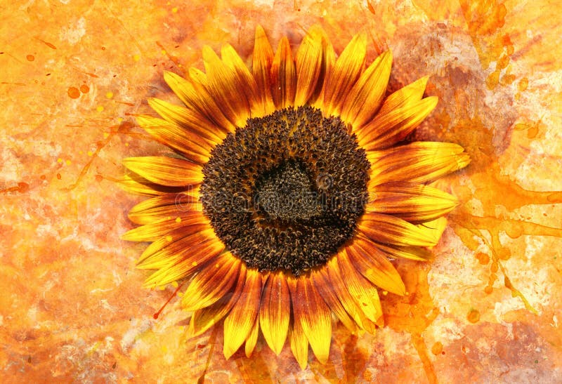 Kleurere achtergrondillustratie met verfspatter en een klassieke structuur met grijze textuur, warme gele oranje herfstkleuren, g stock fotografie Kleurere achtergrondillustratie met verfspatter en een klassieke structuur met grijze textuur, warme gele oranje herfstkleuren, g stock fotografie