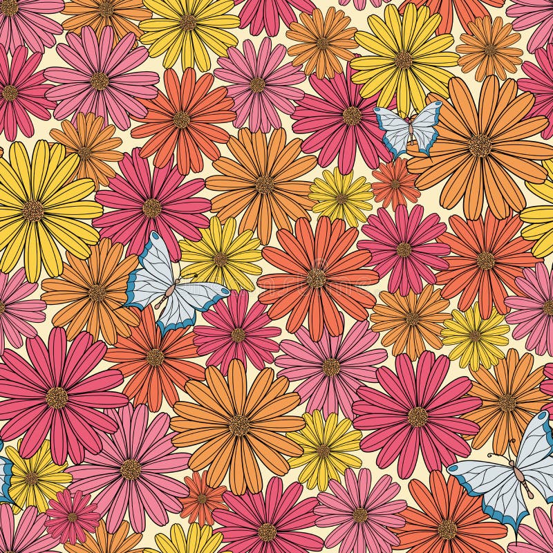 Kleurrijk bloempatroon met vlinder stock illustratie Kleurrijk bloempatroon met vlinder stock illustratie