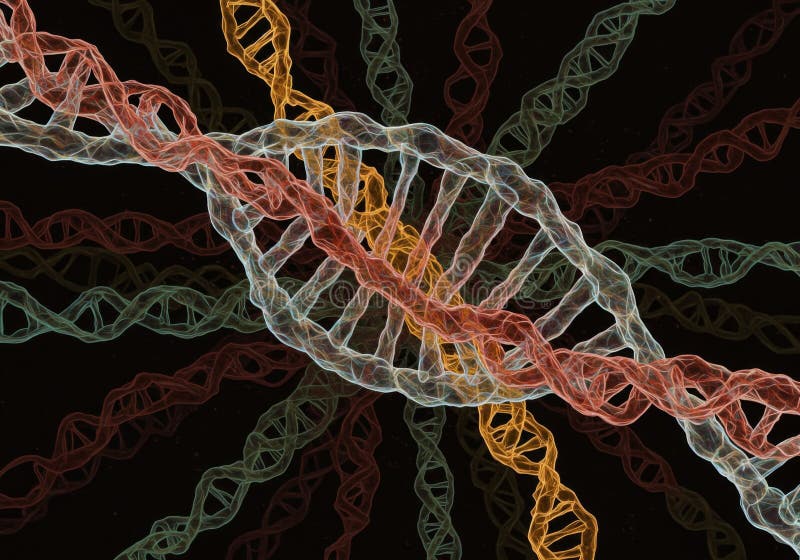 Kleurrijk gloeiend DNA Helix Abstract Achtergrond royalty-vrije illustratie